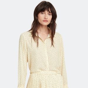 NEW Norr Amba shirt light yellow dot womens XL button down